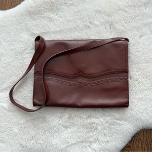 HOBO the Original burgundy brown scalloped flap leather slim shoulder bag